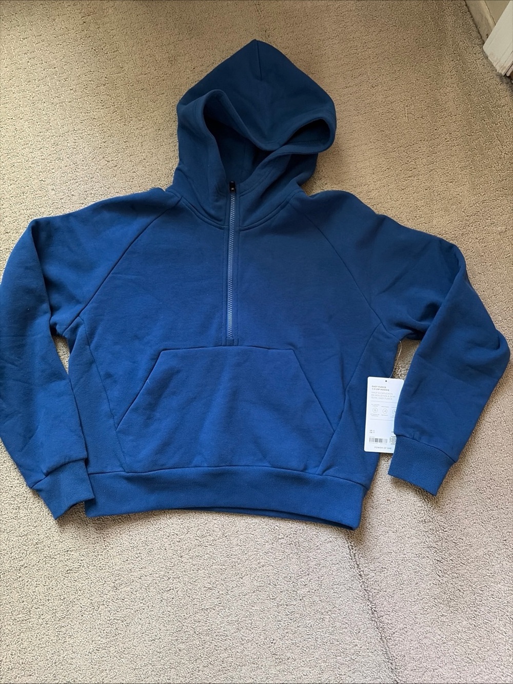 Athleta Navy Blue Half-Zip Hoodie sweatshirt NWT NEW XS easy fleece relaxed fit